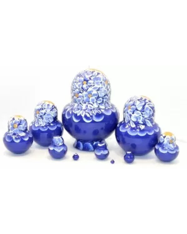 Матрешка узоры Ю синяя 10м15