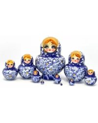 Матрешка узоры Ю синяя 10м15