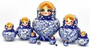 Матрешка узоры Ю синяя 10м15