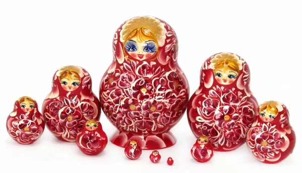 Матрешка узоры Ю красная 10м15