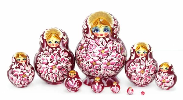 Матрешка узоры Ю розовая 10м15