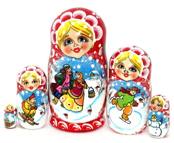 Матрешка Народные гуляния красная 5м14
