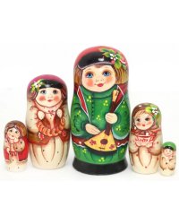 Матрешка Ваня с балалайкой зел. 5м14