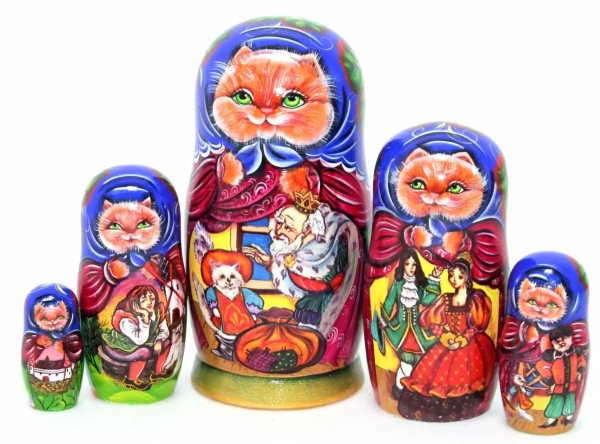 Матрешка Кот с сюжетом 5м17