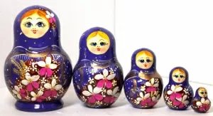 Матрешка Колосок синяя 5м17