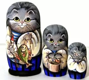 Матрешка Кот рыболов 3м11 Матрешка Кот рыболов 3м11