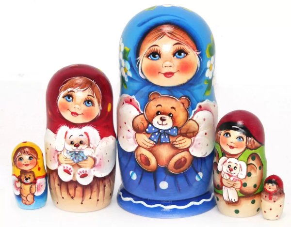 Матрешка Вера с мишкой 5м14