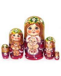 Матрешка Алёна с зайчиком 5м14