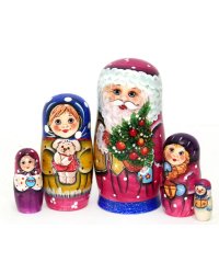 Матрешка Санта с детьми 5м14