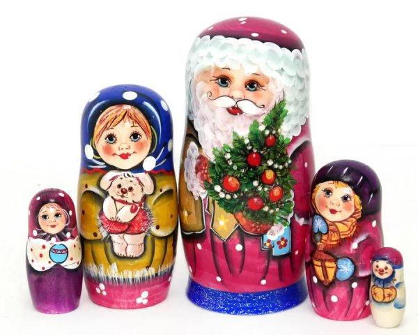 Матрешка Санта с детьми 5м14