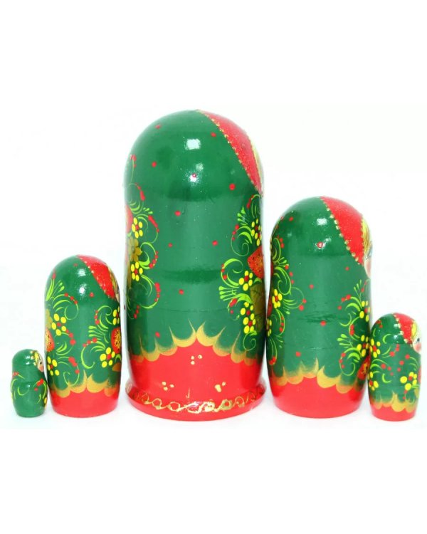 Матрешка Ягодка хохлома зел. 5м17