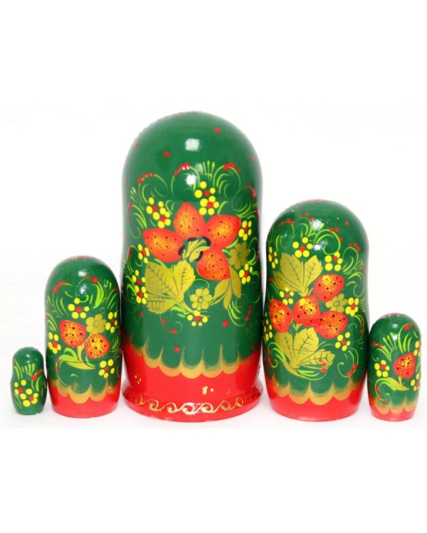 Матрешка Ягодка хохлома зел. 5м17