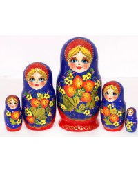 Матрешка Ягодка хохлома син. 5м17