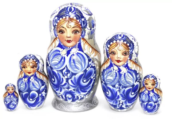 Матрешка Женя голубая 5м17