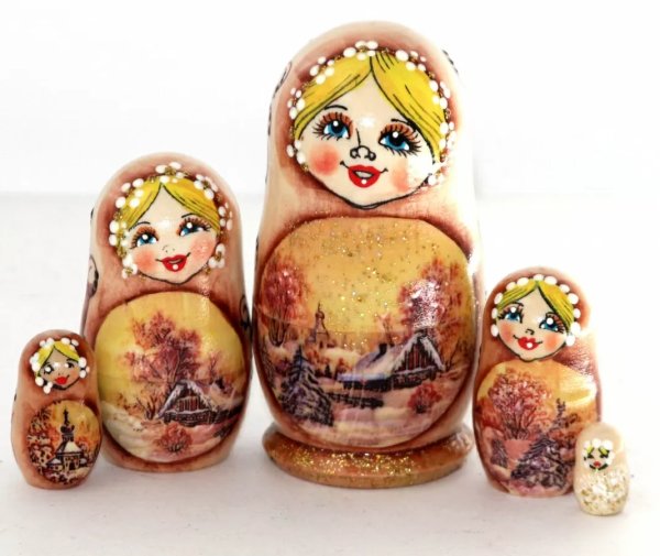 Матрешка Пейзаж сепия 5м11