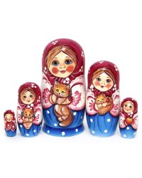 Матрешка Настя с котенком 5м14