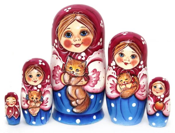 Матрешка Настя с котенком 5м14