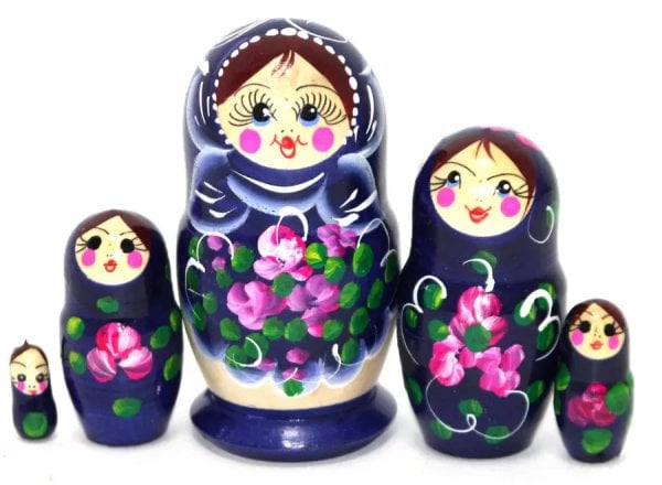 Матрешка Валентина синяя 5м9