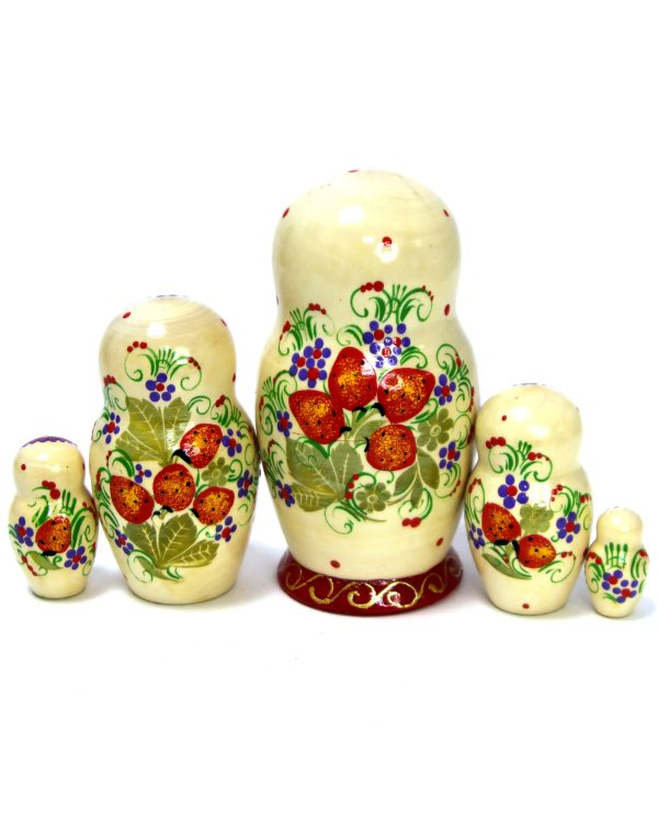 Матрешка Белая клубничка 5м17