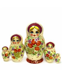 Матрешка Белая клубничка 5м17