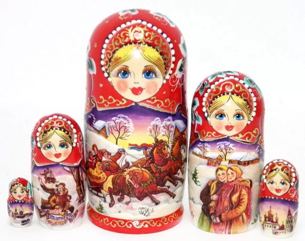 Матрешка Тройка красная 5м17