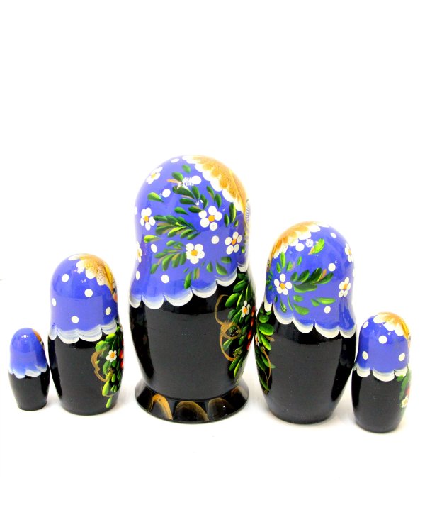 Матрешка Рябинка (синий платок) 5м 14см