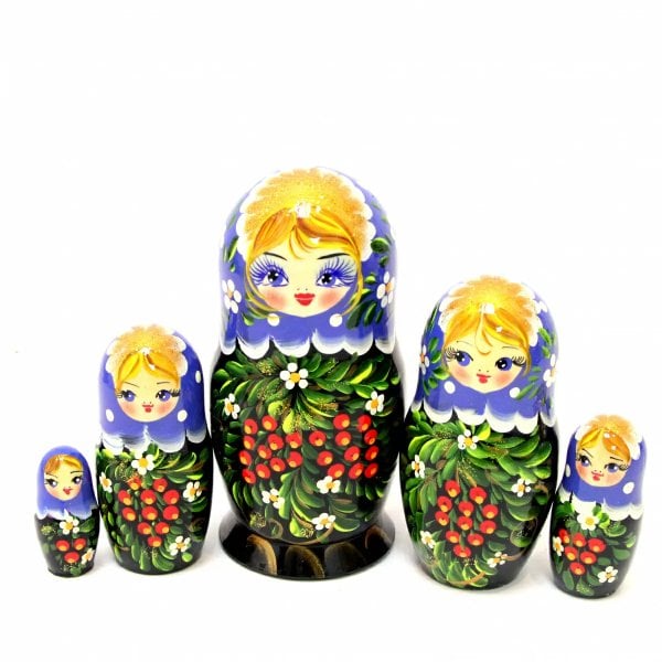 Матрешка Рябинка (синий платок) 5м 14см