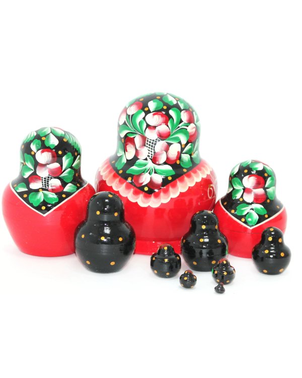 Матрешка ЛЦ черно-красная 10м13