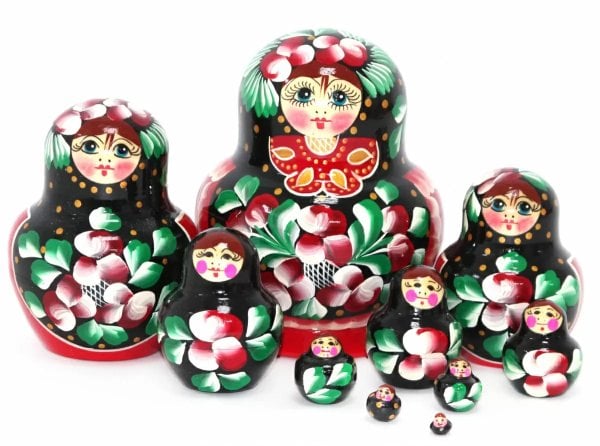 Матрешка ЛЦ черно-красная 10м13