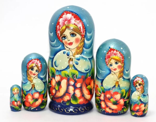 Матрешка Маки колокол син. 5м17