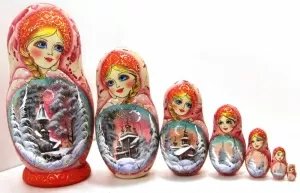 Матрешка Пейзаж аква кр. 7м21