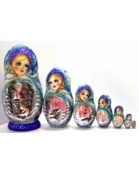 Матрешка Пейзаж аква син. 7м21