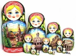 Матрешка Москва (чёрный платок) 15м33 Матрешка Москва (чёрный платок) 15м33