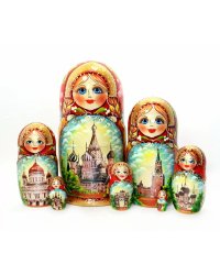 Матрешка Москва красная 7м 21см