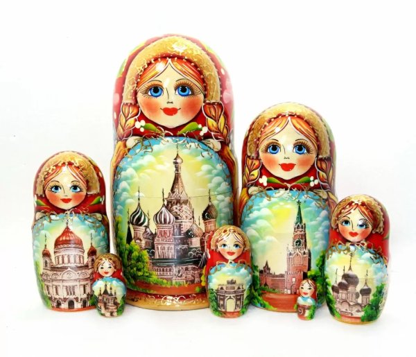 Матрешка Москва красная 7м 21см