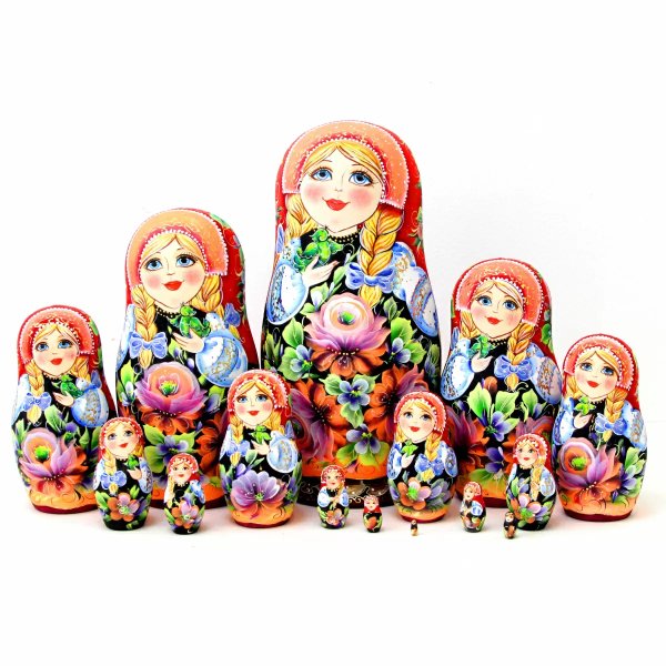 ОБЛОЖКИ ДЛЯ ПАСПОРТА (Алеф) Матрешка Цветы (красный платок) 15м33