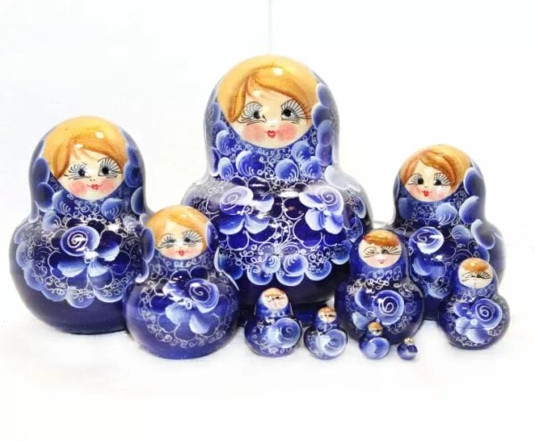 Матрешка Нина синяя 10м13