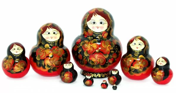 Матрешка Нина черно-красная 10м13