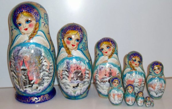 Матрешка Пейзаж акварель гол. 10м25.