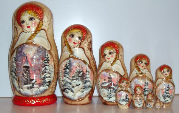 Матрешка Пейзаж акварель беж. 10м25