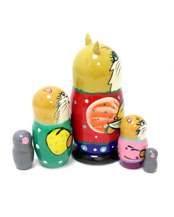 Матрешка Кот с рыбкой (с ушами) ВП 5м15см