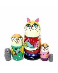 Матрешка Кот с рыбкой (с ушами) ВП 5м15см