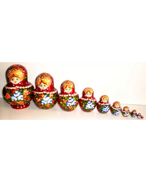 Матрешка Цветы разноцветные 10 м15 см