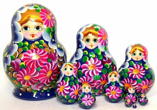 Матрешка Цветы разноцветные 10 м15 см