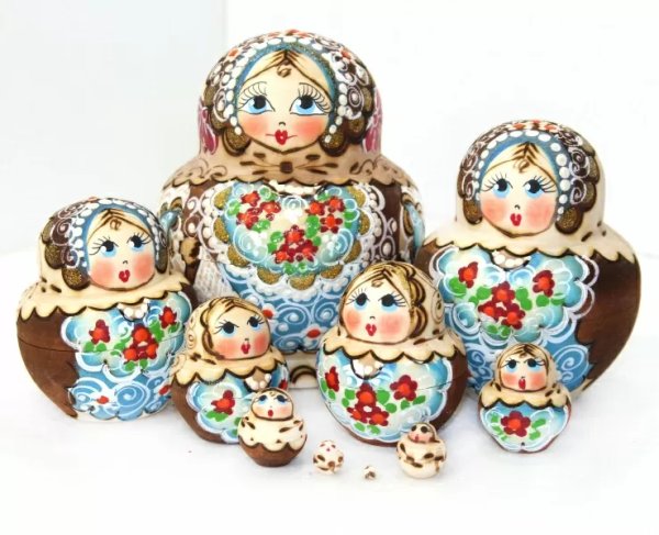 Матрешка Жжёнка синяя 10м12