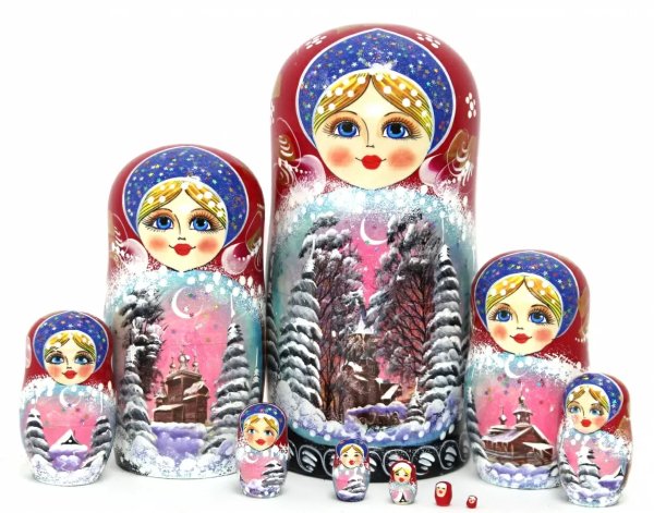 Матрешка Снега бордовая 10м25