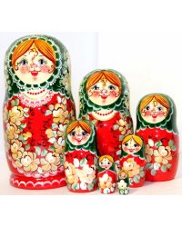 Матрешка Лена зеленая 7м21