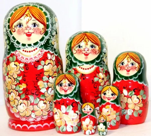 Матрешка Лена зеленая 7м21