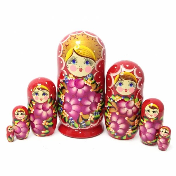 Матрешка Вечерний букет (красная)7м21