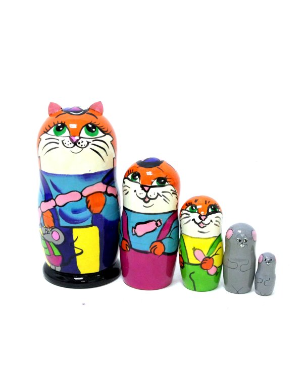 Матрешка Кот с сосисками (с ушами) ВП 5м15см